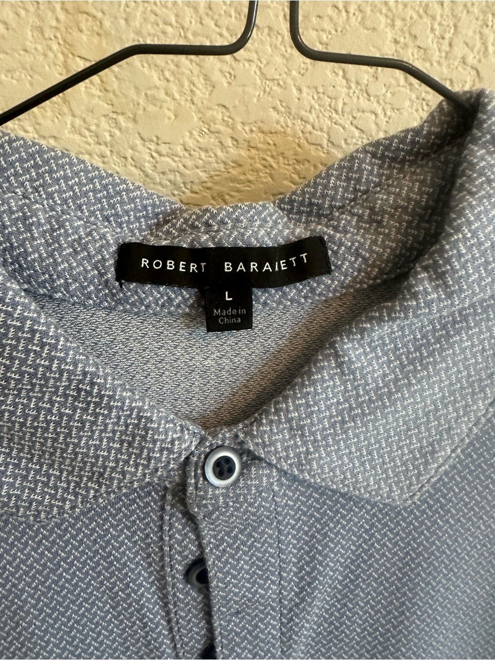 Robert Barakett Light Blue Micro-Pattern Polo Shirt